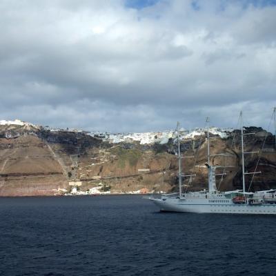 In the caldera in front of Fira are usually several cruise ships in the season