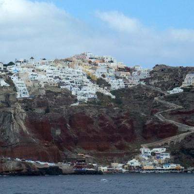 Oia with port from the sea