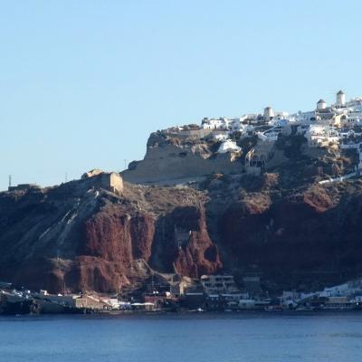Oia with port photographed from caldera
